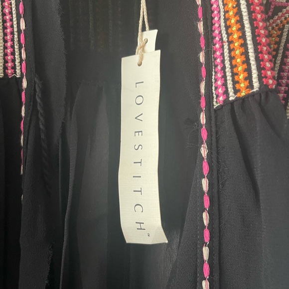 Love Stitch Boho Black Embroidered Kimono NWT S/M - Picture 12 of 15
